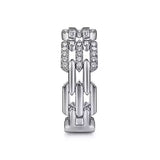 14K White Gold Two Row Diamond Link Ring - Bay Hill Jewelers