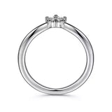 14K White Gold V - Shaped Round Diamond Contour Band - Bay Hill Jewelers