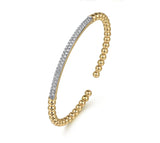 14K White - Yellow Gold Bujukan Diamond Cuff Bracelet - Bay Hill Jewelers