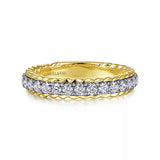 14K White - Yellow Gold Diamond Anniversary Band with Scalloped Edge - Bay Hill Jewelers