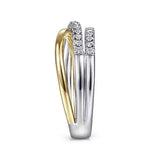 14K White - Yellow Gold Layered Three Strand Diamond Ring - Bay Hill Jewelers