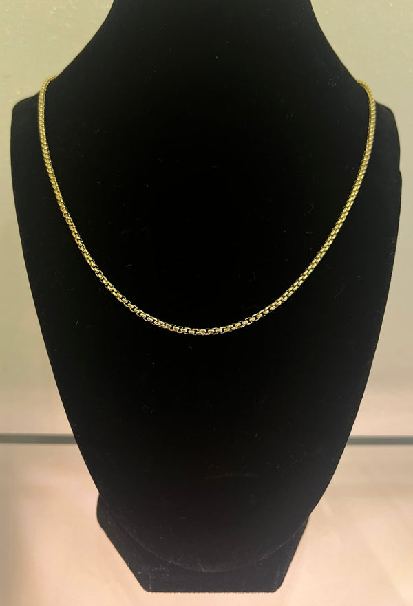 14K Yellow Gold 20" 2.5mm Solid Round Box Chain with Lobster Clasp - Bay Hill Jewelers