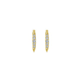 14K Yellow Gold Classic Round 15mm Diamond Huggie Earrings - Bay Hill Jewelers