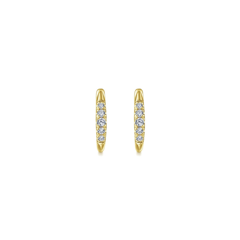 14K Yellow Gold Classic Round 15mm Diamond Huggie Earrings - Bay Hill Jewelers