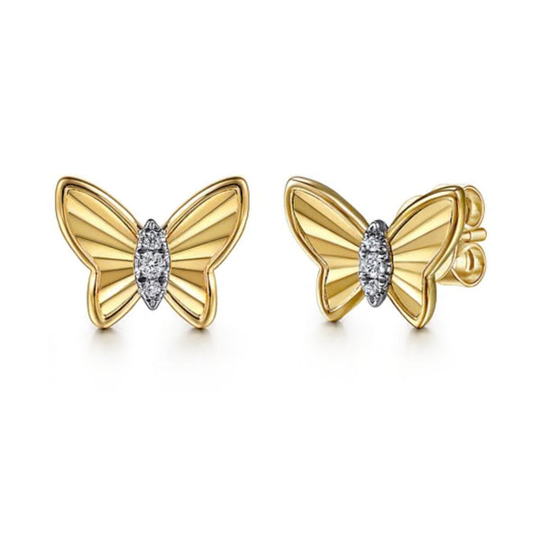 14K Yellow Gold Diamond Butterfly Stud Earrings – Bay Hill Jewelers