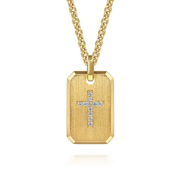 14K Yellow Gold Diamond Cross Pendant - Bay Hill Jewelers