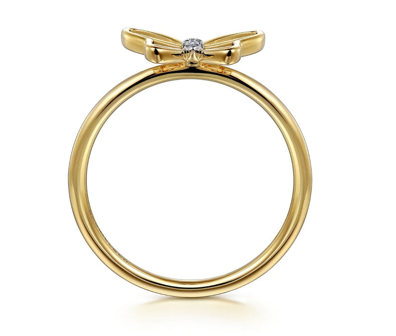 14K Yellow Gold Diamond Diamond Cut Butterfly Ring - Bay Hill Jewelers