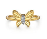 14K Yellow Gold Diamond Diamond Cut Butterfly Ring - Bay Hill Jewelers