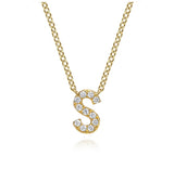 14K Yellow Gold Diamond S Initial Pendant Necklace - Bay Hill Jewelers