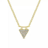 14K Yellow Gold Diamond Triangle Drop Pendant Necklace - Bay Hill Jewelers