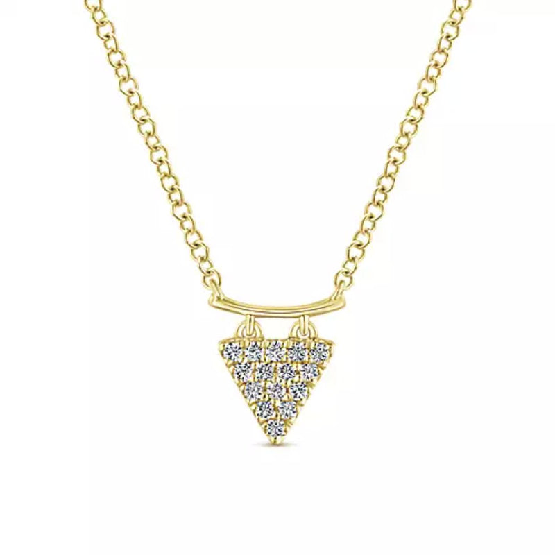 14K Yellow Gold Diamond Triangle Drop Pendant Necklace - Bay Hill Jewelers