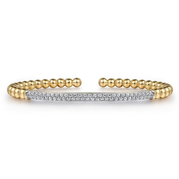 14K Yellow Gold DiamondPave Bar Bujukan Split Bangle - Bay Hill Jewelers