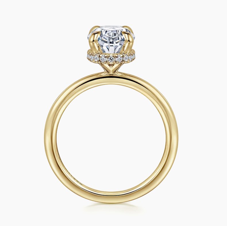 14K Yellow Gold Hidden Halo Oval Diamond Engagement Ring - Bay Hill Jewelers