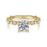 14K Yellow Gold Round Halo Engagement Ring for 1.00ct Round Diamond - Bay Hill Jewelers