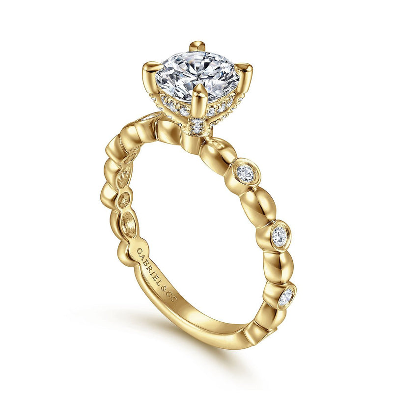 14K Yellow Gold Round Halo Engagement Ring for 1.00ct Round Diamond - Bay Hill Jewelers