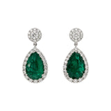 Pear-Shape Emerald & Diamond Drop Earrings