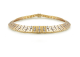 18K Yellow Gold Contemporary Diamond Station Choker Necklace