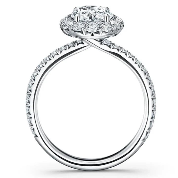 Hearts on Fire Platinum Vela Diamond Halo Engagement Ring