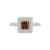 Cognac Diamond with Double Diamond Halo Ring