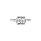 Round Diamond with Cushion Halo Engagement Ring
