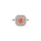 Lab Fancy Vivid Pink Diamond with Double Halo Engagement Ring