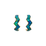 Opal Half Hoop Studs with Chevron Design