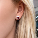 Diamond and Ruby Stud Earrings