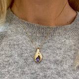Diamond and Tanzanite Pear Pendant Necklace
