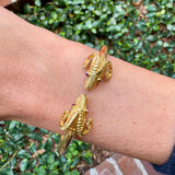 18K Yellow Gold Ram Bangle with Ruby Eyes