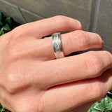 14K White Gold Wide Engraved Band