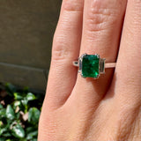 Emerald and Diamond Three-Stone Ring