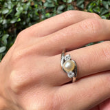 Pearl and Diamond Swirl Ring