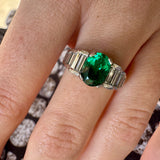 Lab Grown Oval Emerald Ring with Diamonds