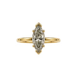 14K Yellow Gold with White Marquise Center Stone