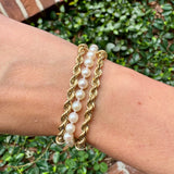 14K Yellow Gold Rope & Pearl Strand Bracelet