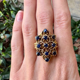 Blue Sapphire Floral Cluster Ring