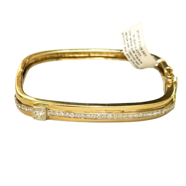 14K Yellow Gold, Diamond Square Bangle