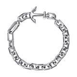 Sterling Silver Men's Anchor and Solid Chain Bracelet