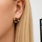 Garnet and Opal Floral Studs