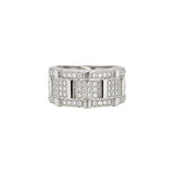 Platinum Three Row Diamond Square Link Band