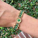 Nephrite Beaded Bracelet With Floral Clasp
