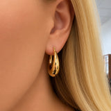 14K Yellow Gold Hollow Puff Hoops