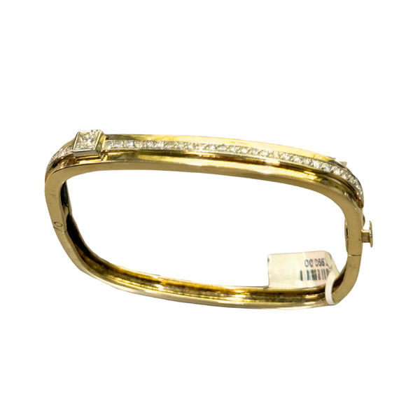 14K Yellow Gold, Diamond Square Bangle