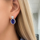 Oval Tanzanite and Diamond Drop Earrings