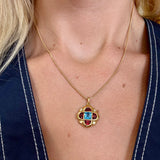 Garnet, Topaz and Diamond Pendant on Snake Chain