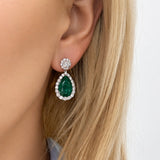 Pear-Shape Emerald & Diamond Drop Earrings