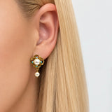 Pearl & Turquoise Flower Studs with Pearl Drop