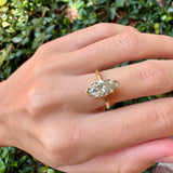 14K Yellow Gold with White Marquise Center Stone