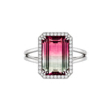 Watermelon Tourmaline and Diamond Ring