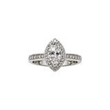 Lab Marquise Diamond with Hidden Halo Engagement Ring